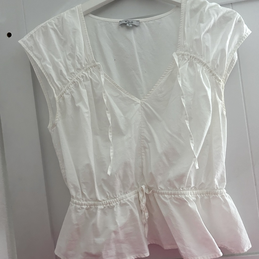 RAILS savi peplum top blouse white small